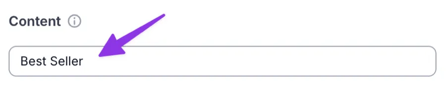 Badge content field with Best Seller text