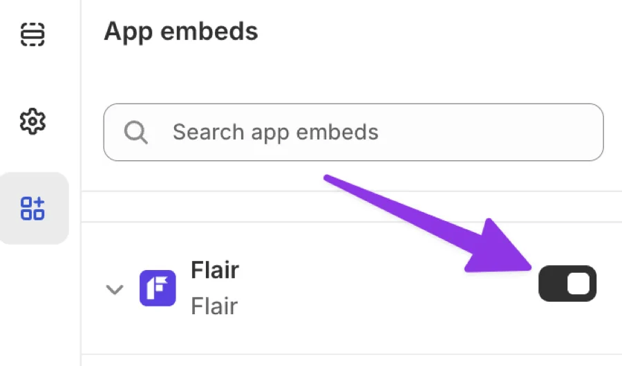 App embeds panel with Flair toggled on