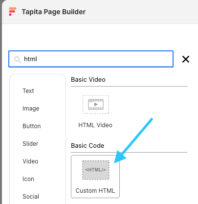 Tapita custom HTML element