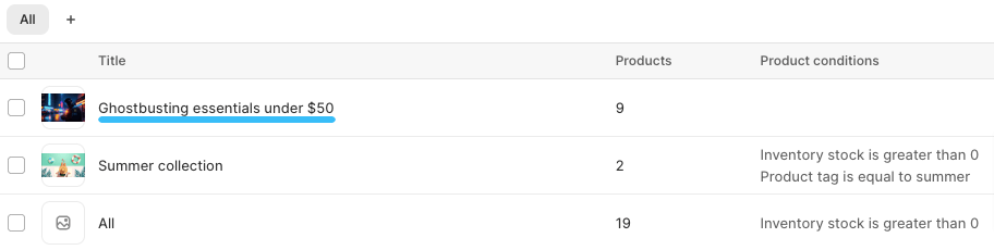 Choose Shopify collection