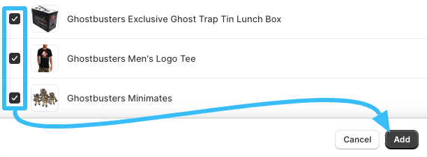 Shopify collection product selection