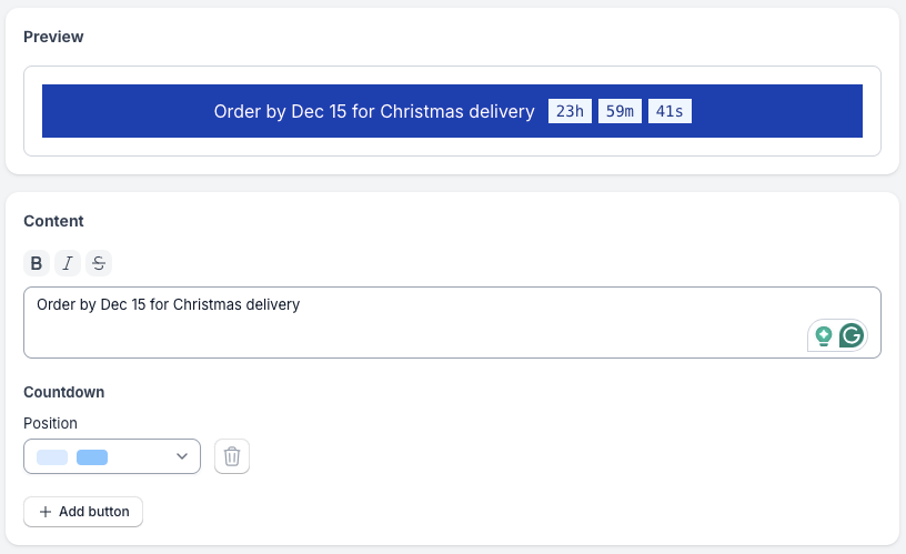 Banner countdown timer