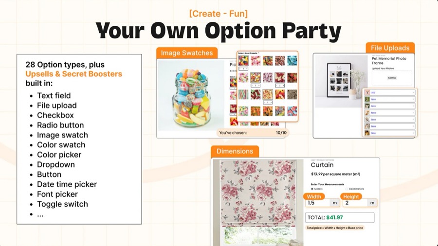 Easify product option types