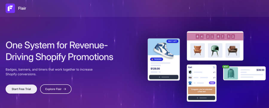 Flair product badges and banners for Shopify