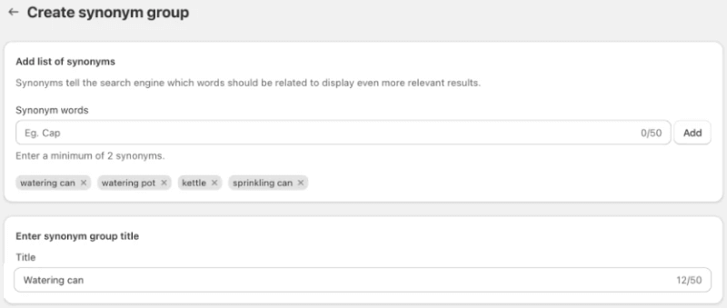 Site search synonym groups