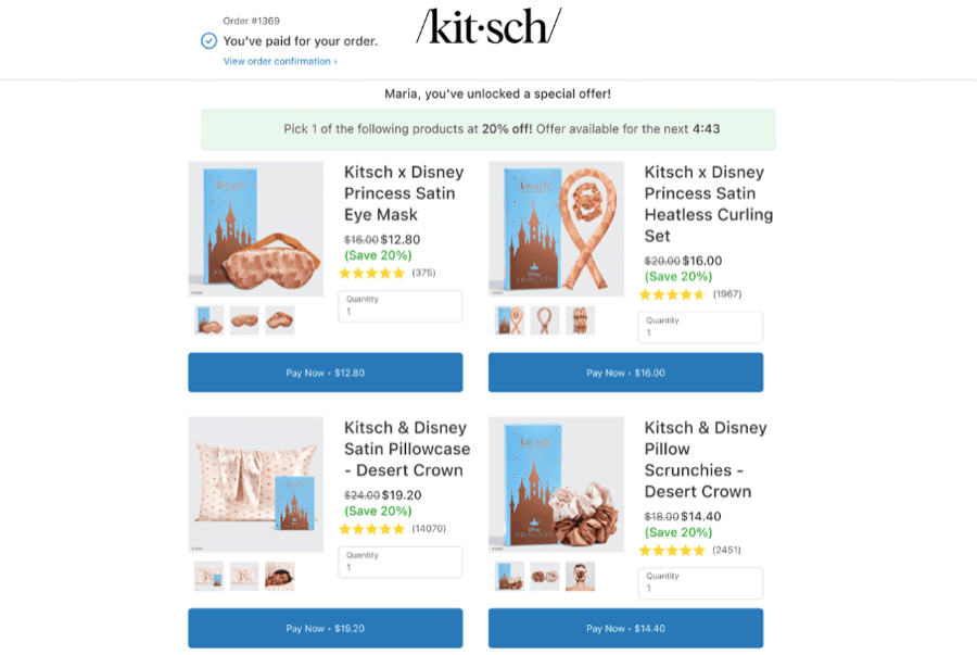 Aftersell post purchase upsell