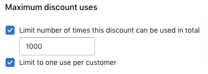 Max discount uses.