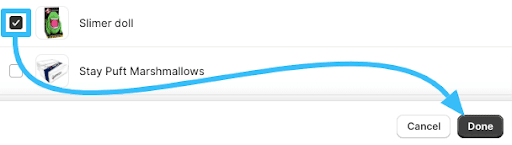 Tick to add products
