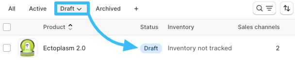 Shopify draft products