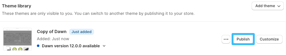 Shopify restore theme backup