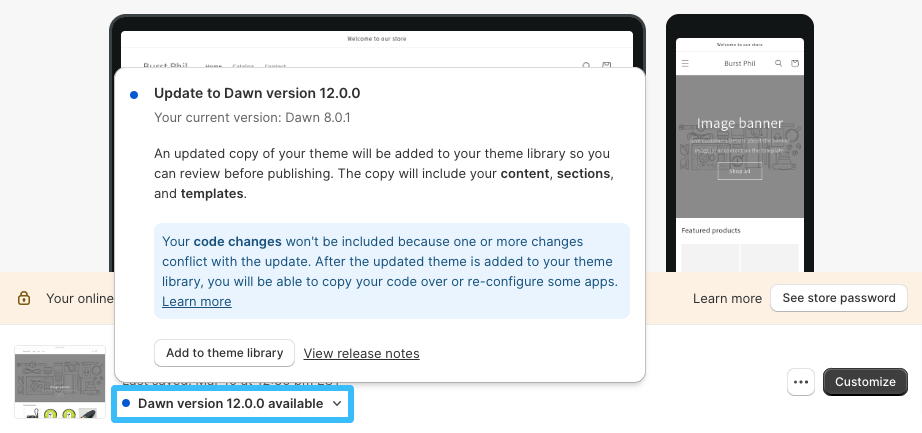 Update shopify theme