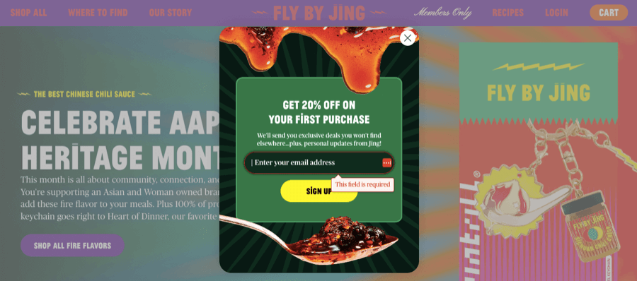 Email capture popup example