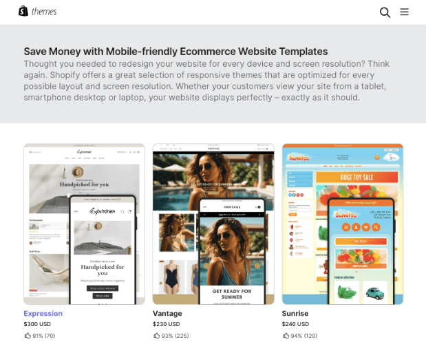 Shopify responsive themes