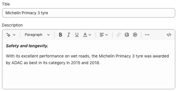Auto parts product title description example