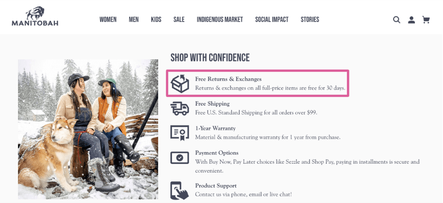 Free returns and exchanges