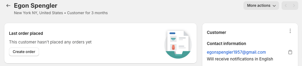 Shopify customer information