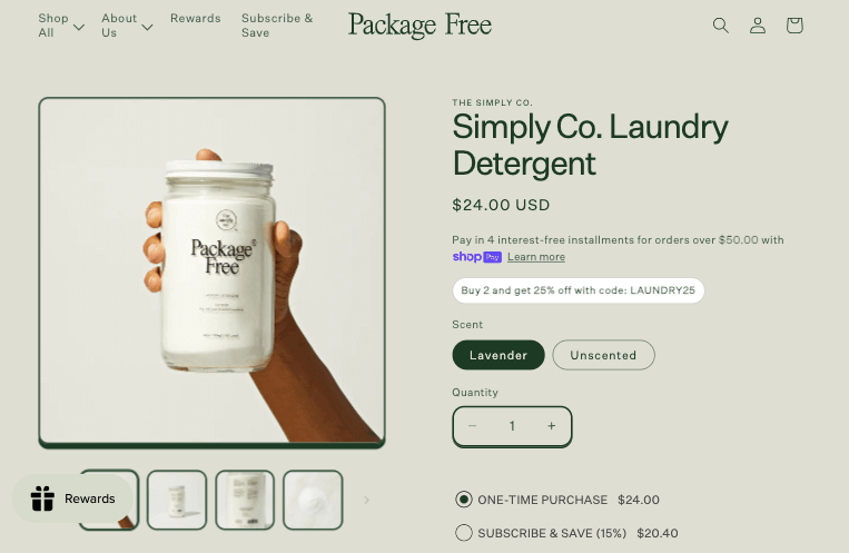 Product page cross-sell example