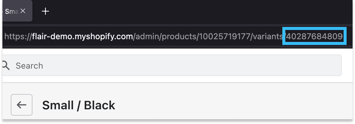 Shopify Admin product variant URL