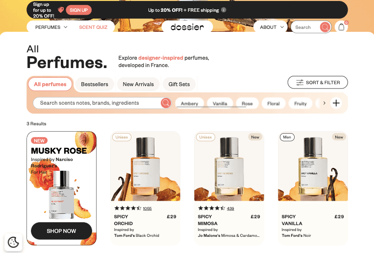 Product tag page example