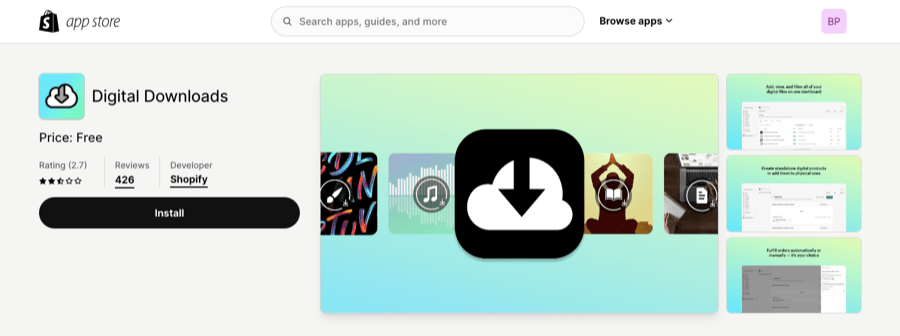 Digital downloads app