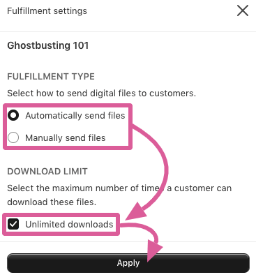 Fulfillment settings
