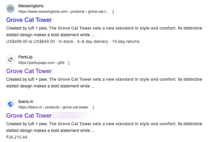 Duplicate product description example