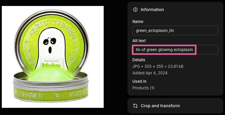 Shopify image alt text
