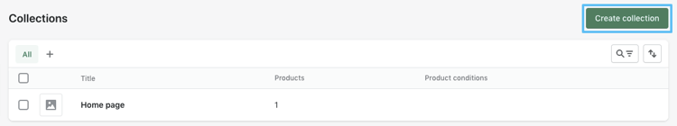 Shopify admin create collection.