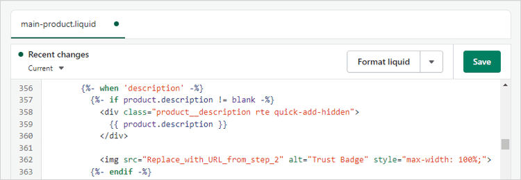 Theme code editor with code snippet.