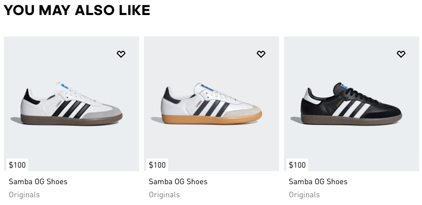Adidas upsell example