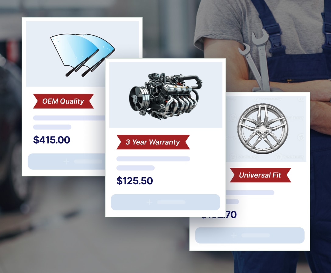 Compatibility and fitment badges on automotive parts products