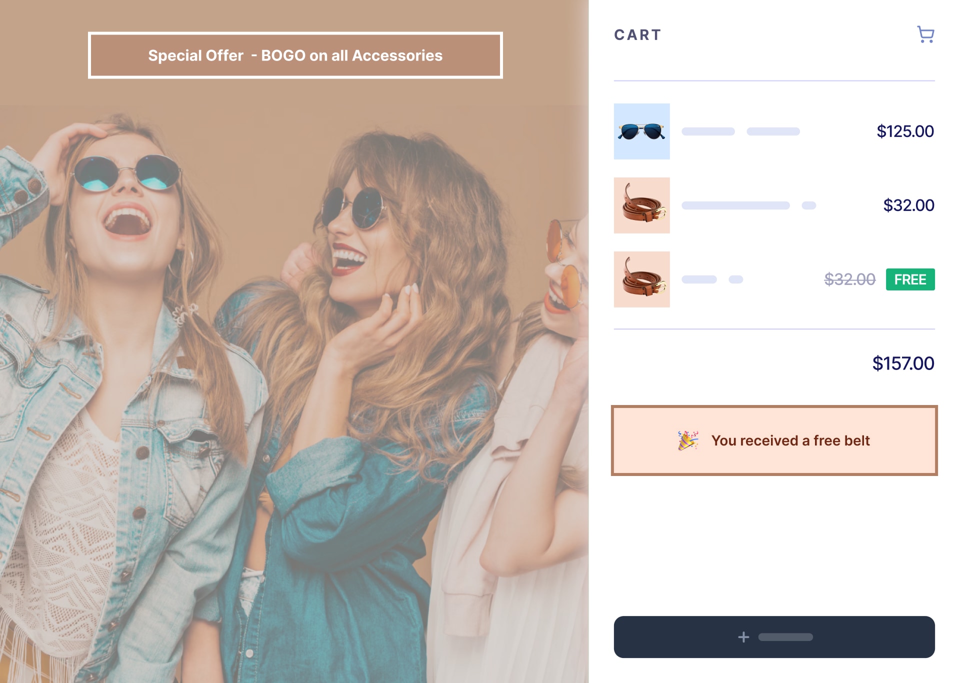 Cart-aware promotional badges and banners on a Shopify store