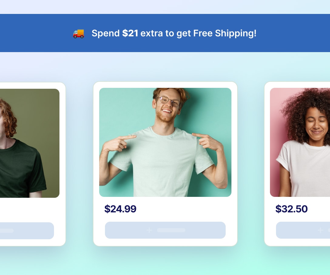Free shipping threshold banners updating based on cart value