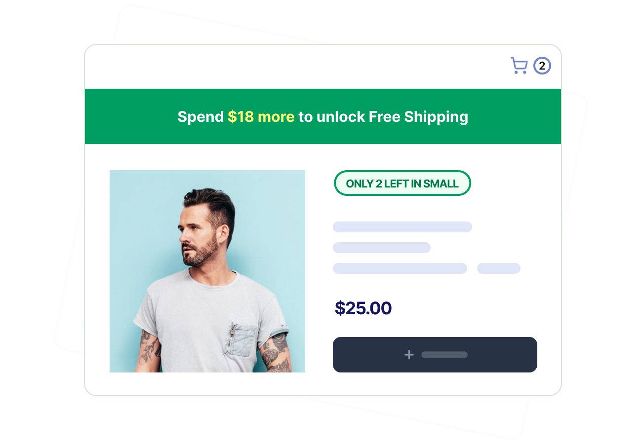 Cart promotion badges and threshold banners on a Shopify store