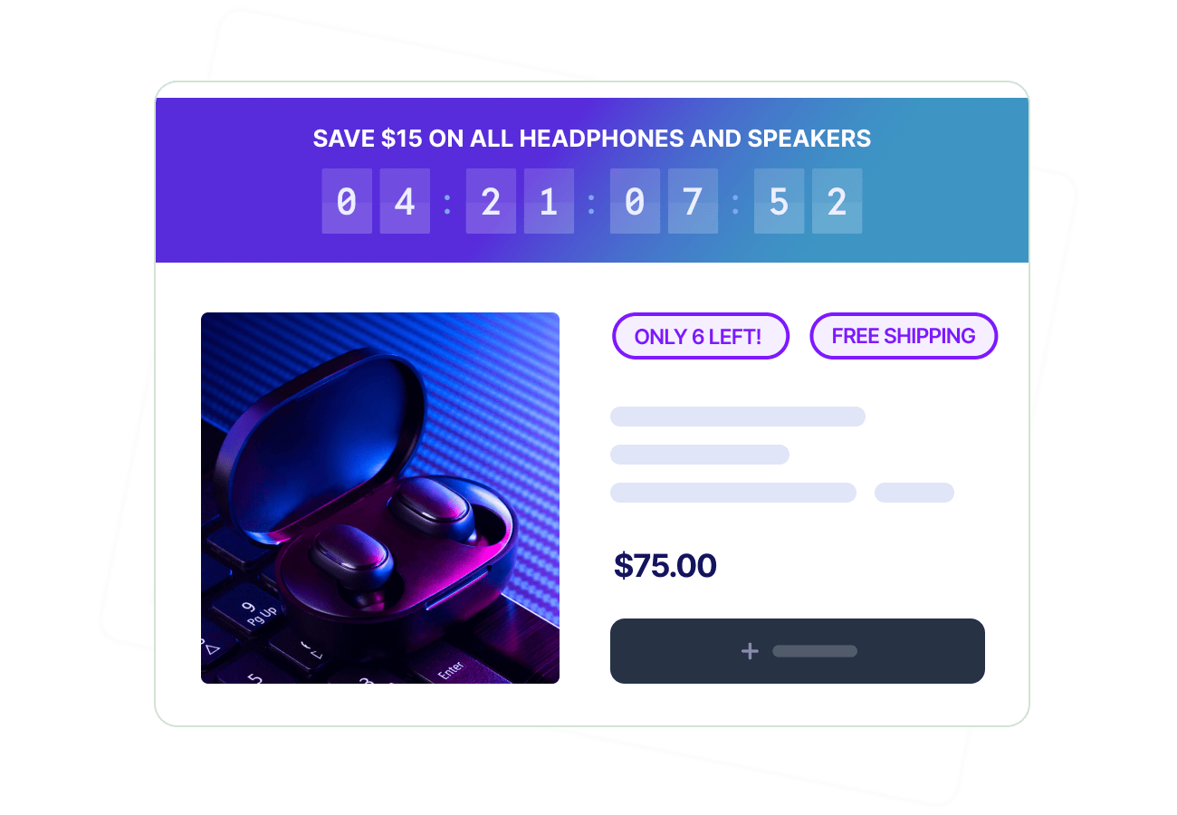 Product badges and promotional banners on an electronics and tech Shopify store