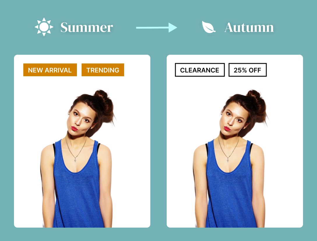 Scheduled seasonal campaign badges on fashion products