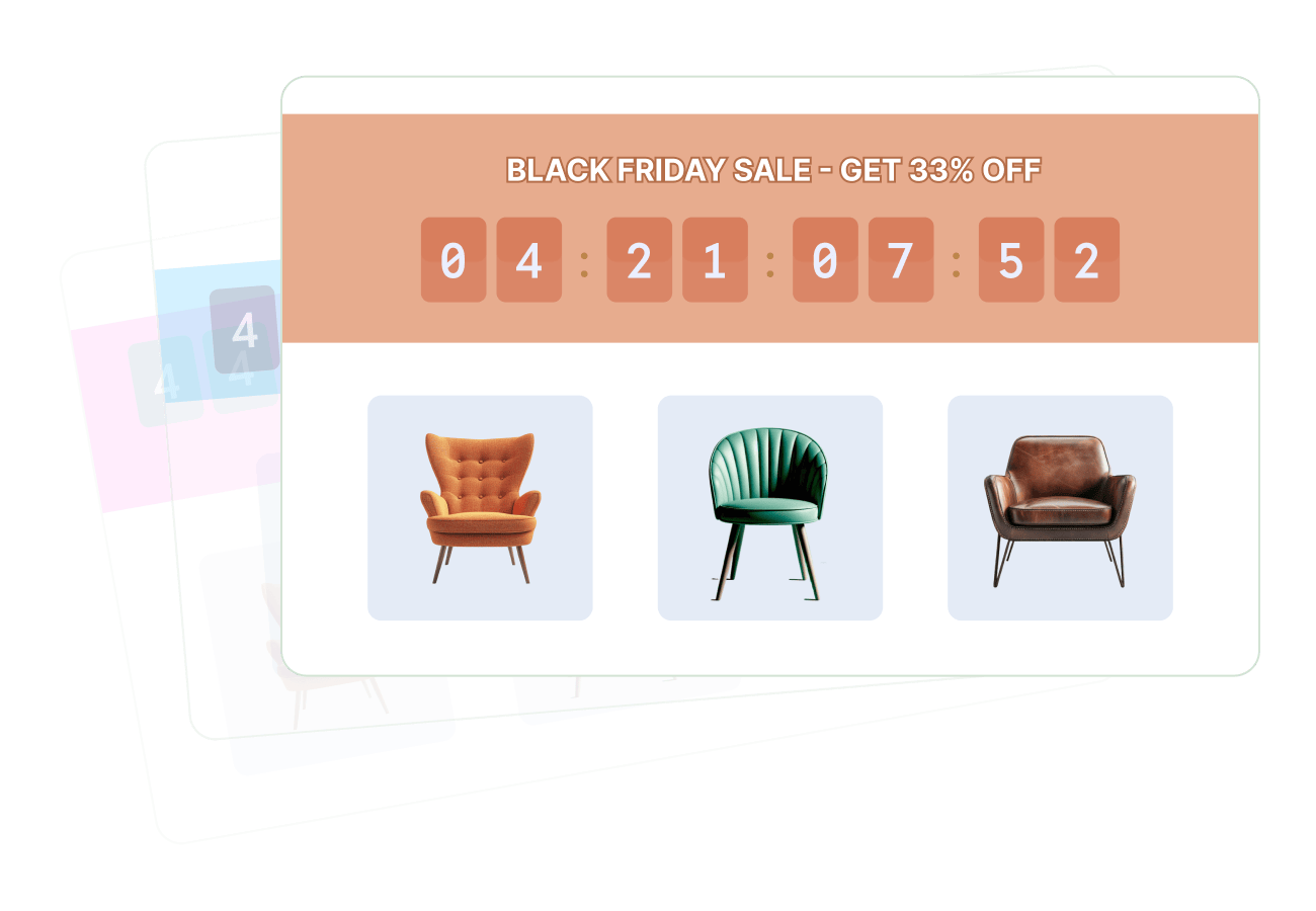 Product badges and promotional banners on a home and furniture Shopify store