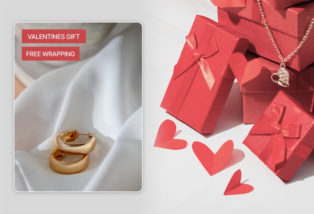 Valentine's Gift and Mother's Day badges on jewelry products