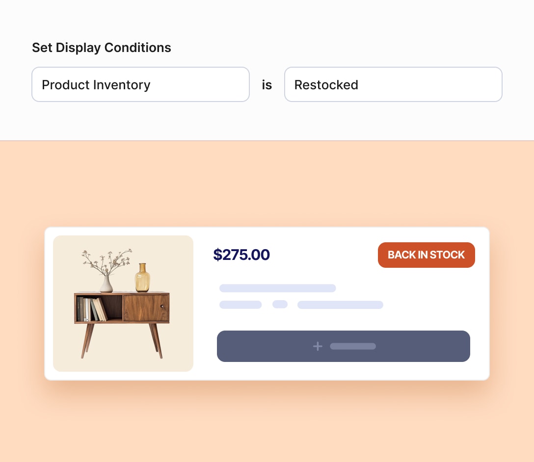 Back in Stock badges on restocked products to recapture demand