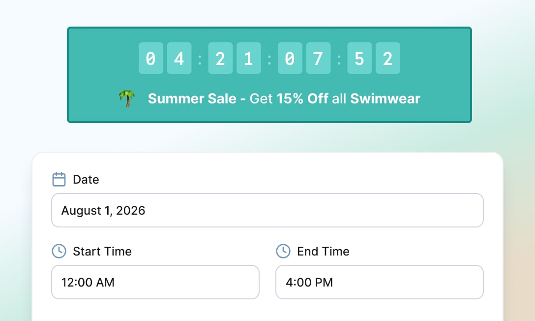 Countdown timers on banners and product pages for sale deadlines