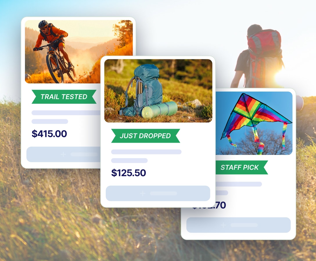 New and Just Dropped badges on outdoor gear product launches