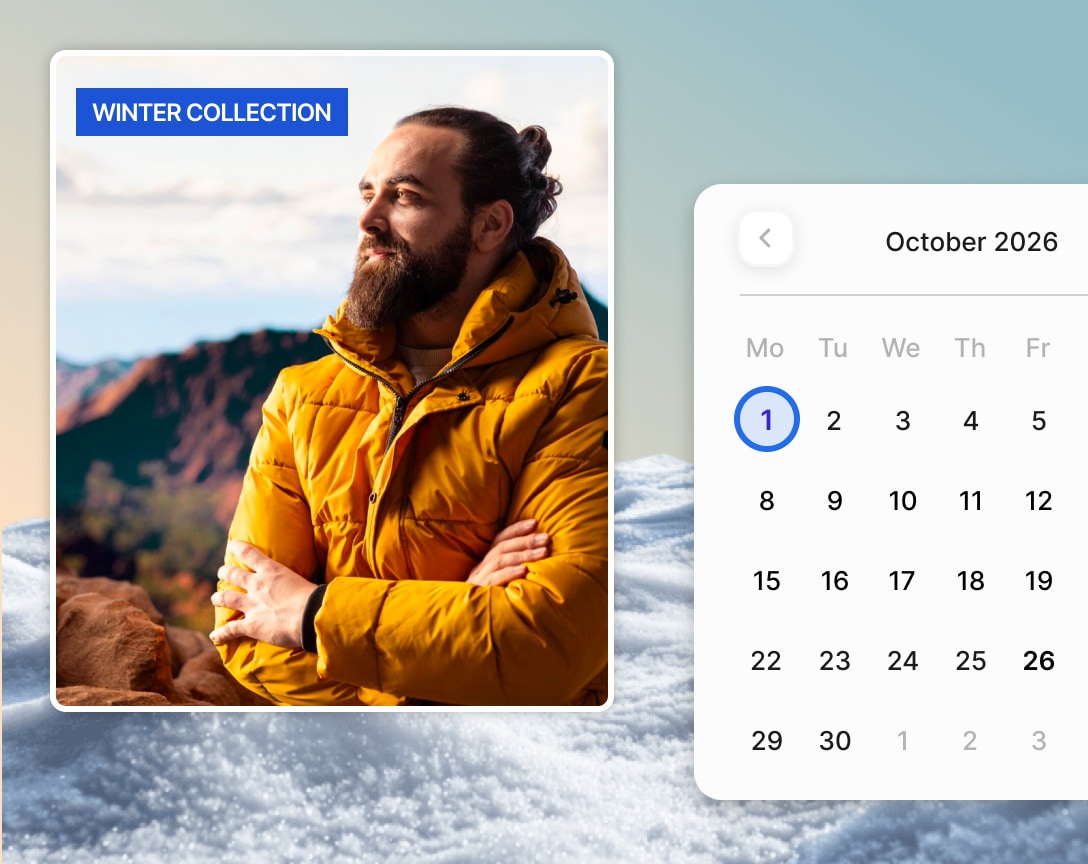 Seasonal gear campaign badges on sporting goods products